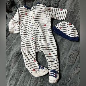 3 mo sports Onesie and hat